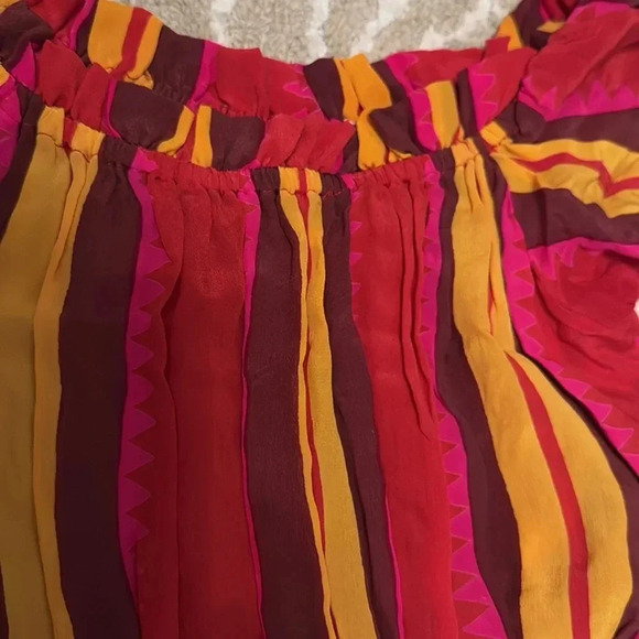 Ampamaa 100% silk elastic waist striped colorful maxi dress XS - Picture 7 of 7